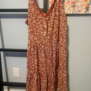 Floral Button-Down Dress in Rust
